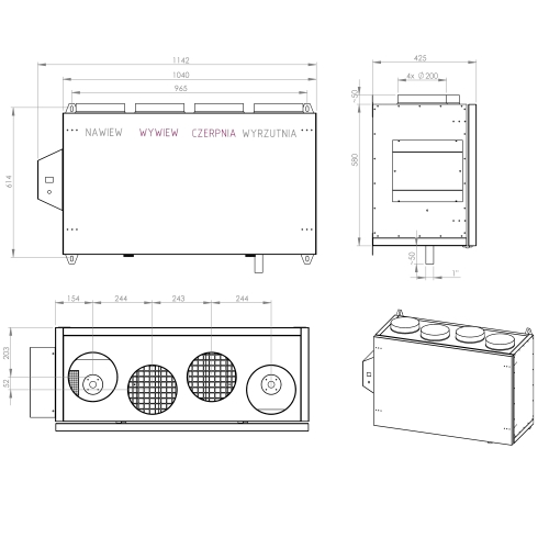 Centrala wentylacyjna  A-300 GÓRNA jon16 PRZECIWPRĄDOWA  EC